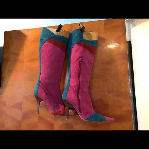 Steven By Steve Madden Shoes - Hot pink color block suede tall boots